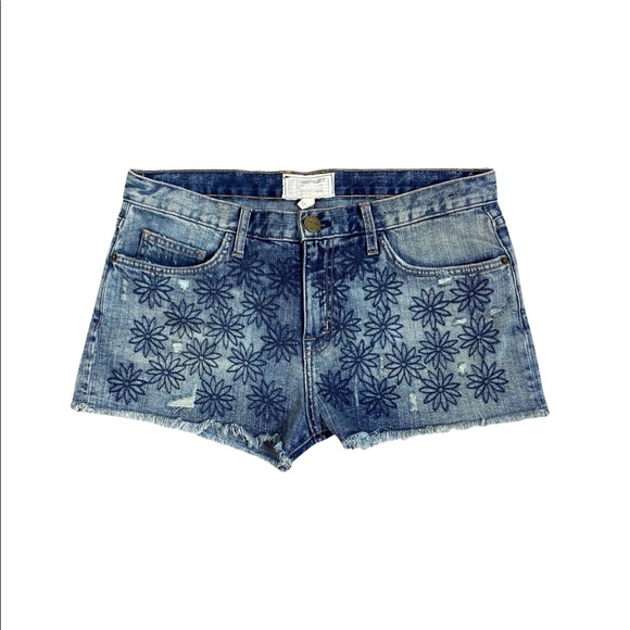 Current Elliot Embroidered Denim Cut Off Shorts Size 27 - Picture 2 of 12